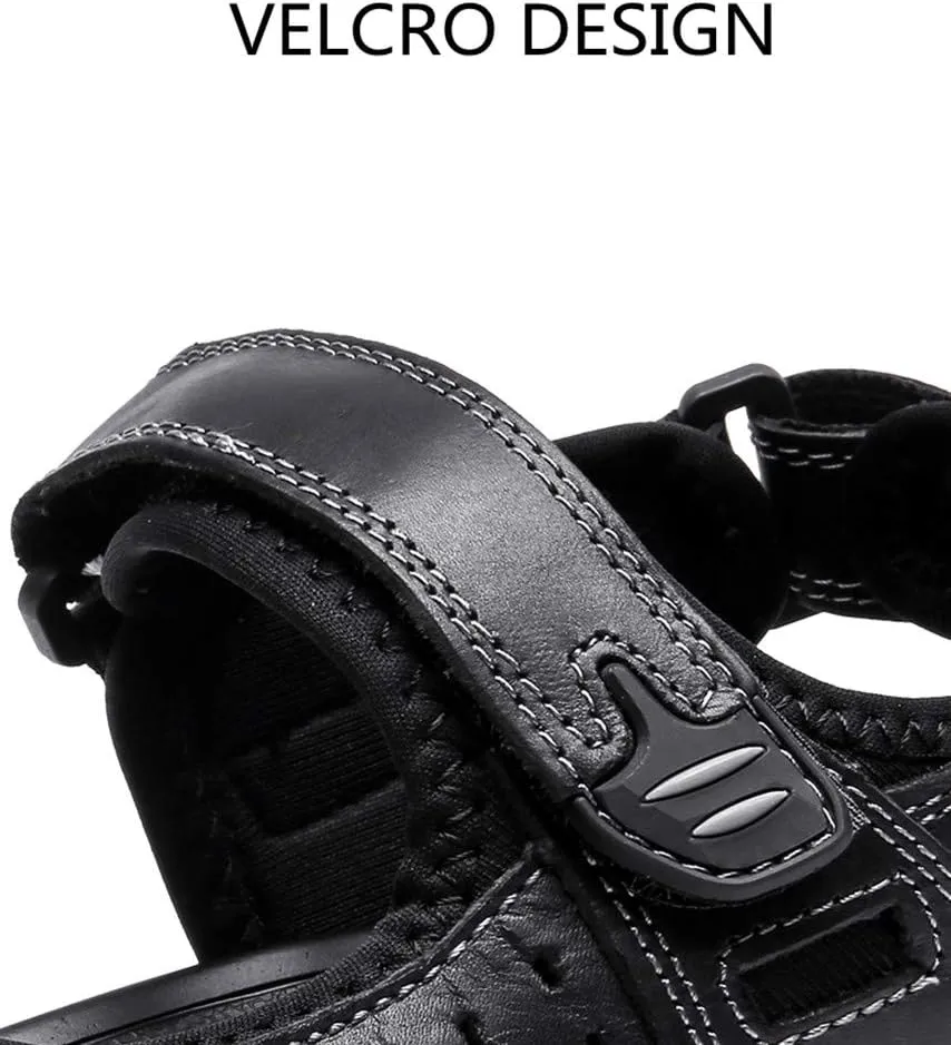 Men s Sports Athletic Sandals Outdoor Summer Leather Hiking Beach Shoes Breathable Exposed Toe Strap Walking Fisherman