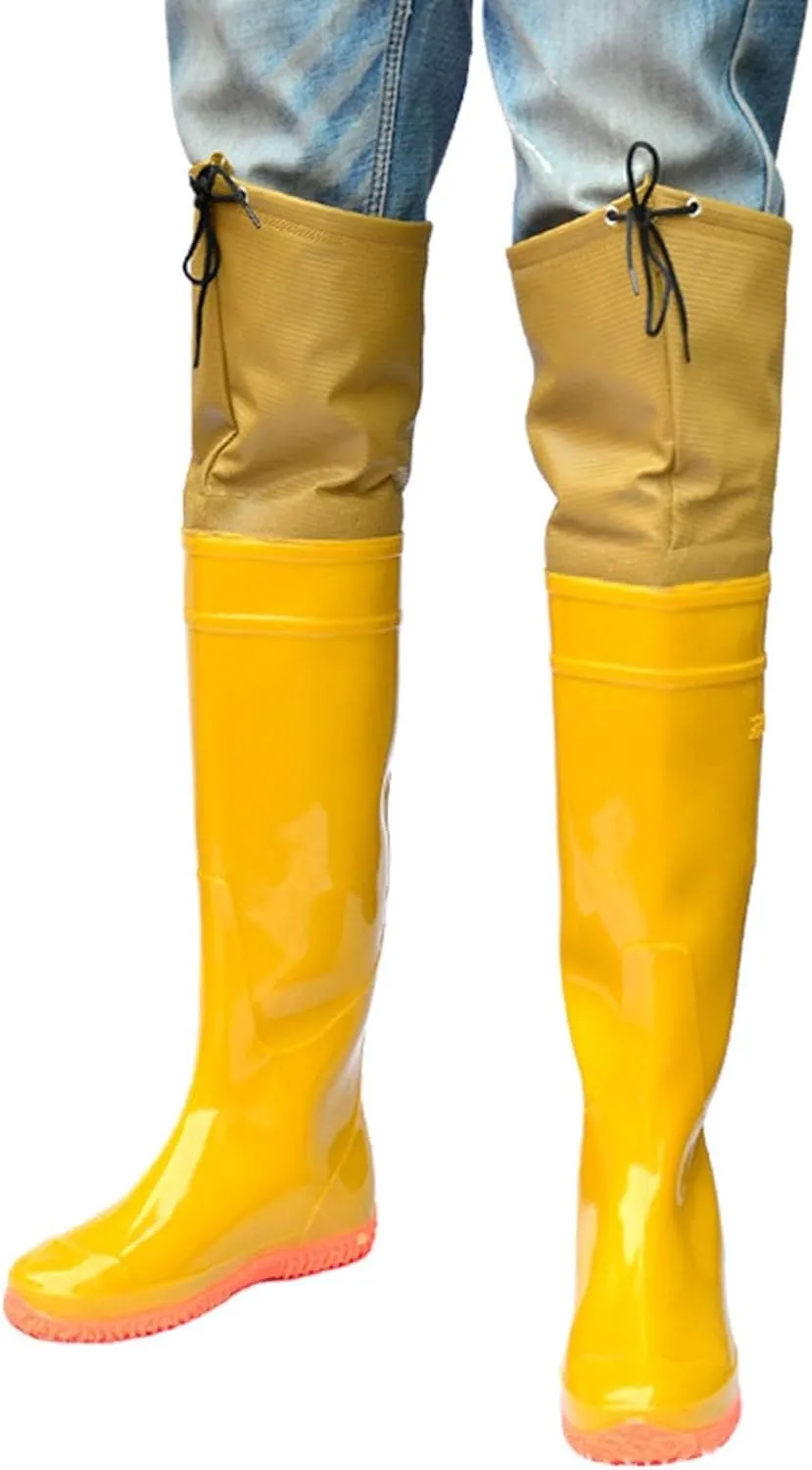 Men Women Hip Waders Boots for Fishing Hunting Lightweight PVC Waterproof Hip Boots Outdoor Rain Boots Knee High 60cm