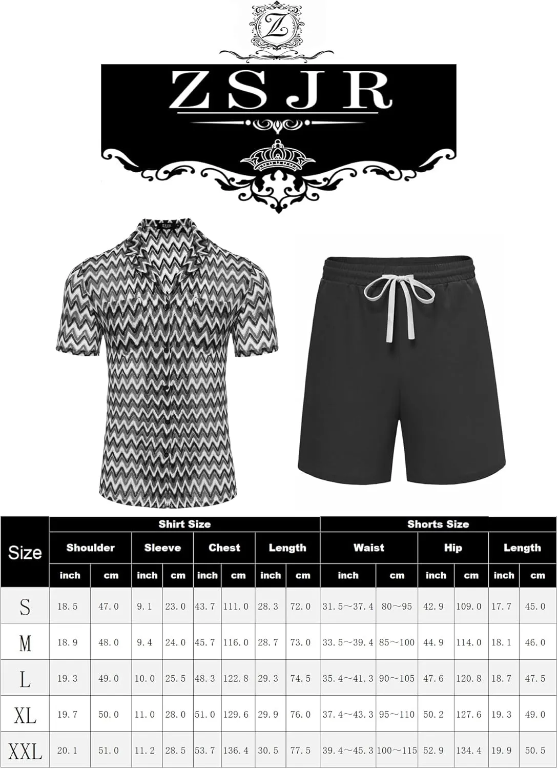 Mens 2 Pieces Outfits Summer Beach Set Tracksuit See Through Sheer Hollow Out Short Sleeve Lace Shirts and Shorts Sets