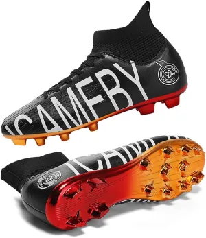 Men's Baseball Shoes Black White Outdoor High-Tops Lace-Up Non-Slip Spikes Baseball Turf Shoes for Men Competition/Training Combat Boots Baseball Sneakers