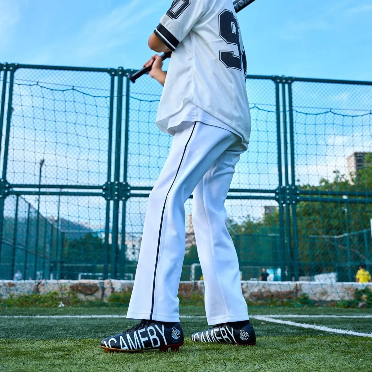 Men's Baseball Shoes Black White Outdoor High-Tops Lace-Up Non-Slip Spikes Baseball Turf Shoes for Men Competition/Training Combat Boots Baseball Sneakers