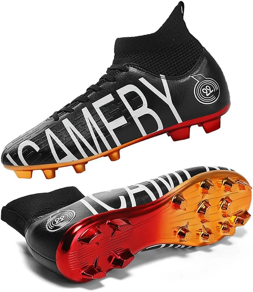 Men's Baseball Shoes Black White Outdoor High-Tops Lace-Up Non-Slip Spikes Baseball Turf Shoes for Men Competition/Training Combat Boots Baseball Sneakers