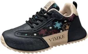 Men's Black Graphic Print Sneakers - Colorful Pattern Design, Non-Slip Rubber Sole & Lightweight Mesh Upper for Urban Casual Style