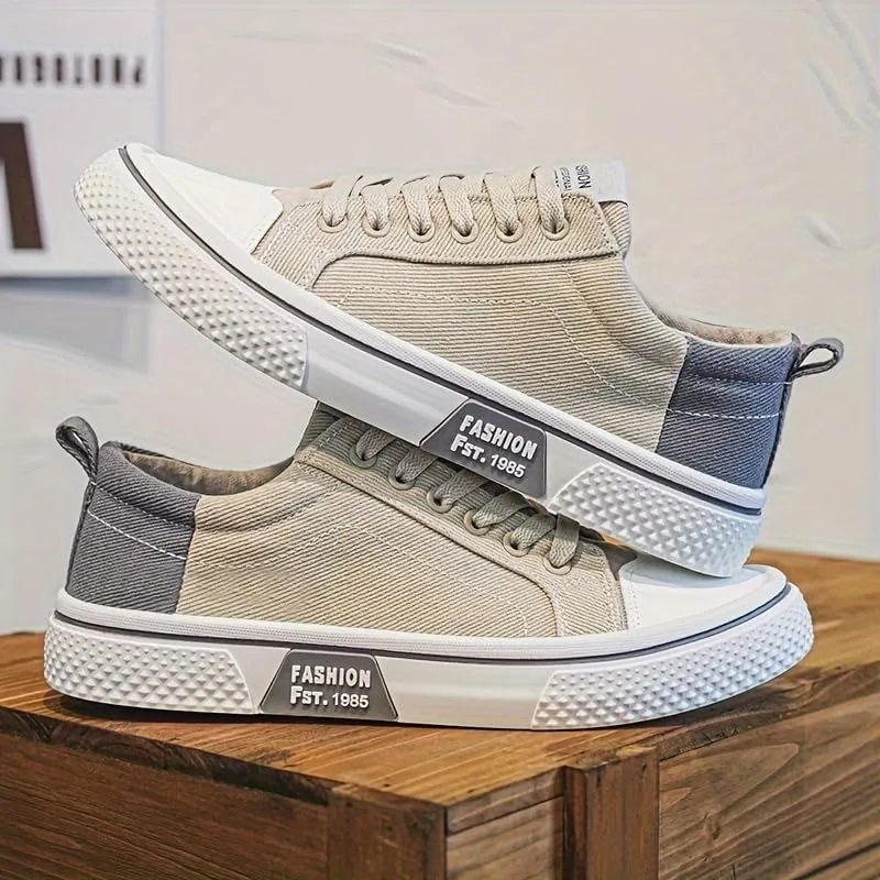 Men's Breathable Canvas Lace-Up Skate Shoes for All Season