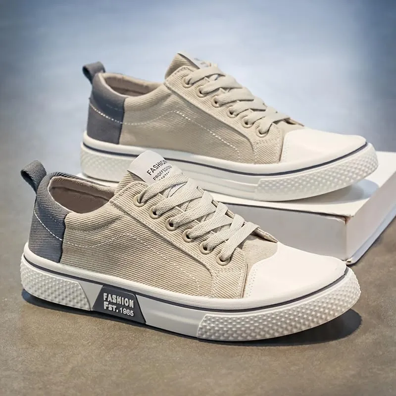 Men's Breathable Canvas Lace-Up Skate Shoes for All Season