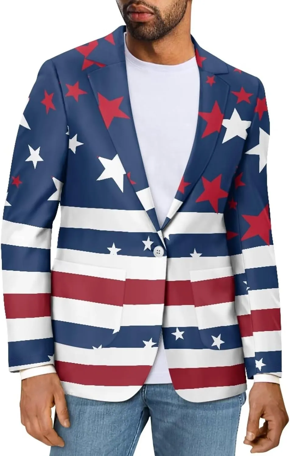 Men's Casual Blazer Business One Button Lapel Men Suit Jacket with Pockets Long Sleeve Sport Coat Regular Fit