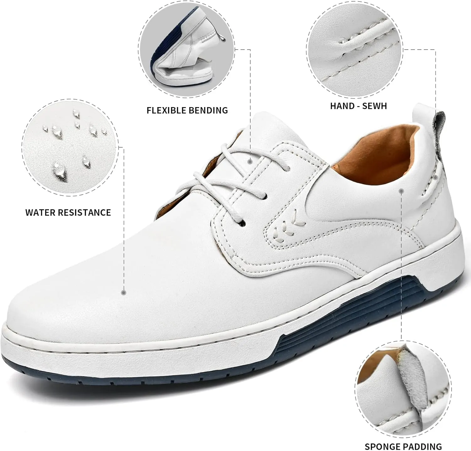 Men's Casual Shoes Fashion Dress Sneakers Zapatos Casuales para Hombre Comfortable Oxford Shoes for Men Lace-up Flat Business Casual Leather Shoes