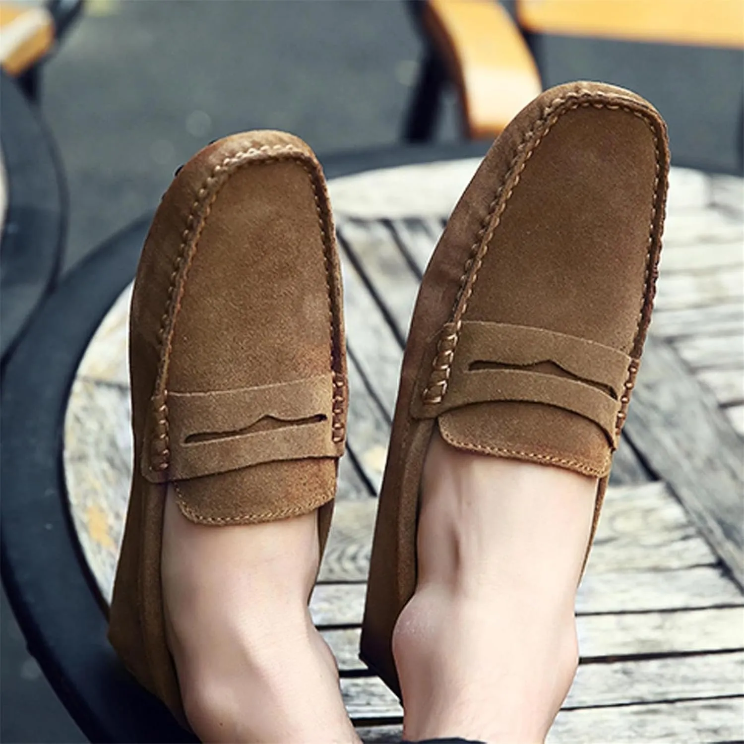 Men's Dress Loafers Slip On Casual Shoes Lightweight Soft Penny Loafers Suede Driving Boat Shoes Moccasins
