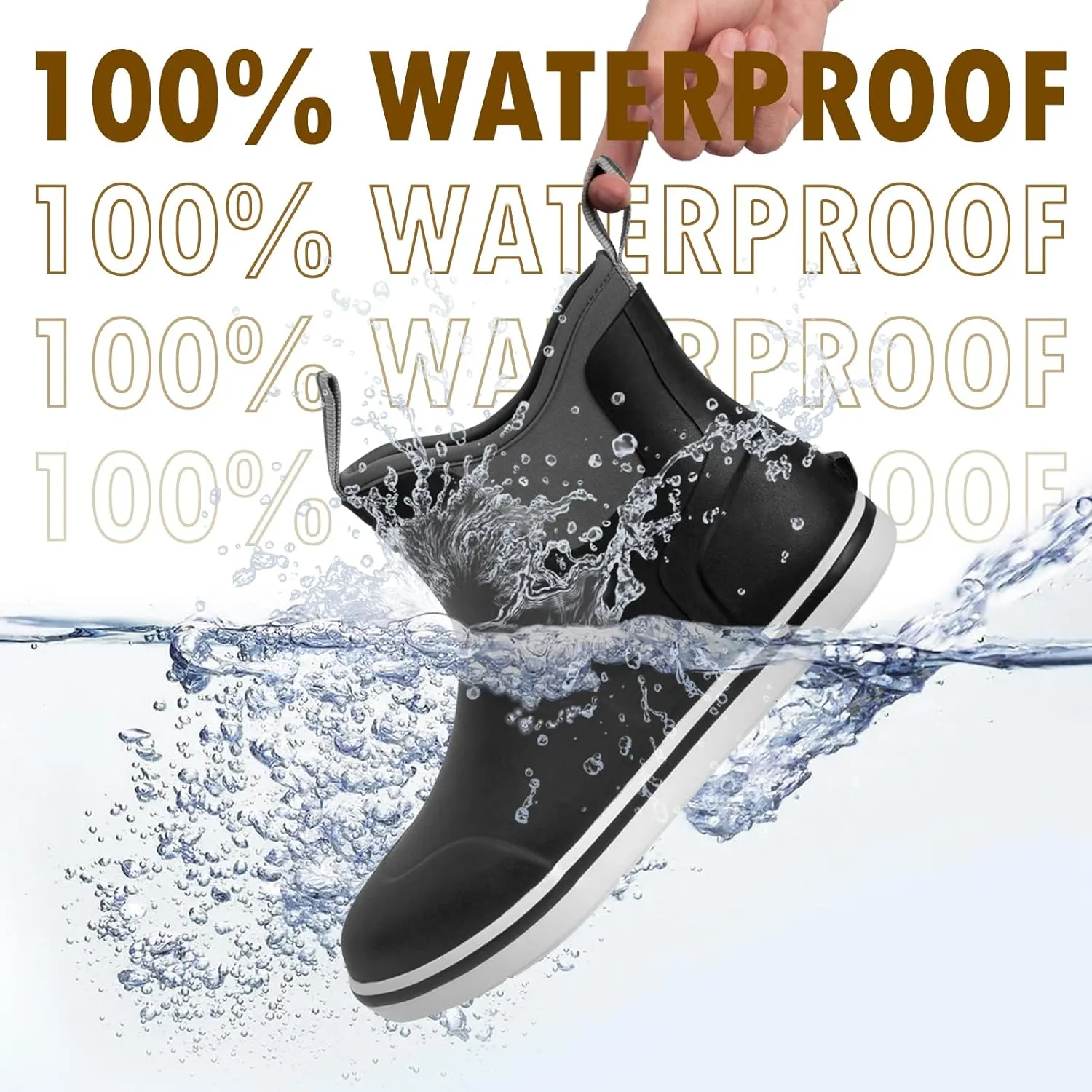 Men’s Fishing Boots, Waterproof Deck Boots Anti-Slip Rubber 3mm Breathable Neoprene Rain boots. Ideal for Fishing and Outdoor Activities
