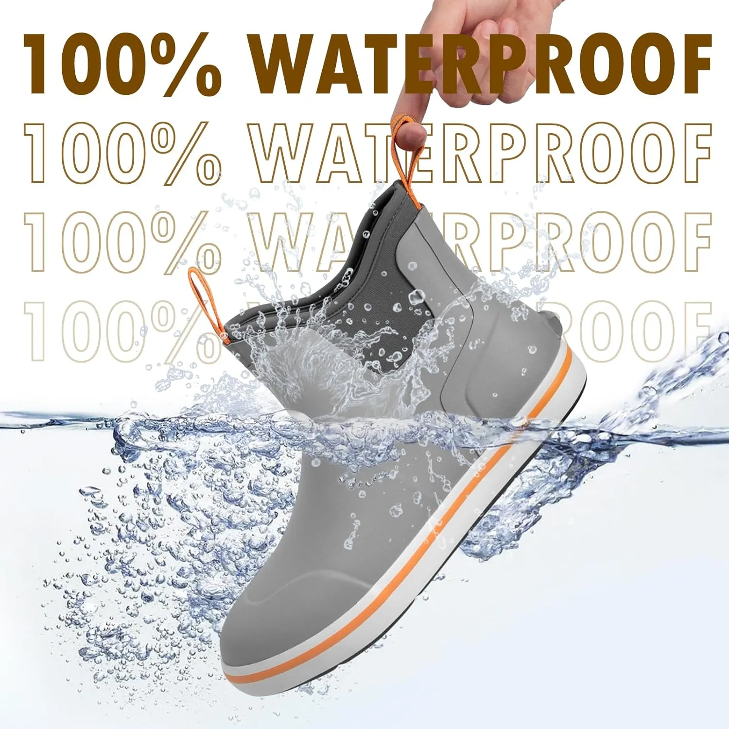 Men’s Fishing Boots, Waterproof Deck Boots Anti-Slip Rubber 3mm Breathable Neoprene Rain boots. Ideal for Fishing and Outdoor Activities