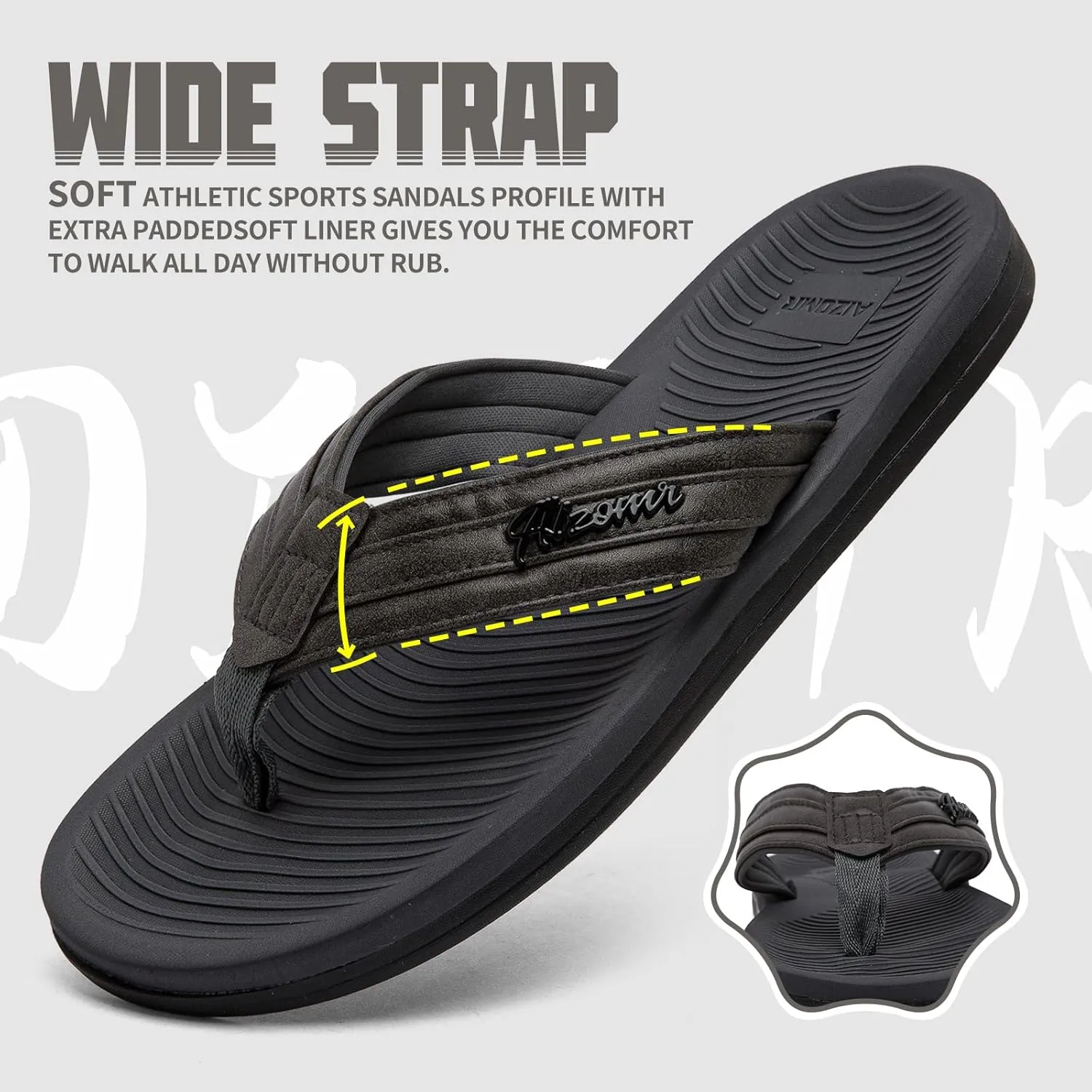 Men's Flip Flop Casual Comfortable Thong Sandals Summer Beach Lightweight Non-Slip Athletic Slide Sandals