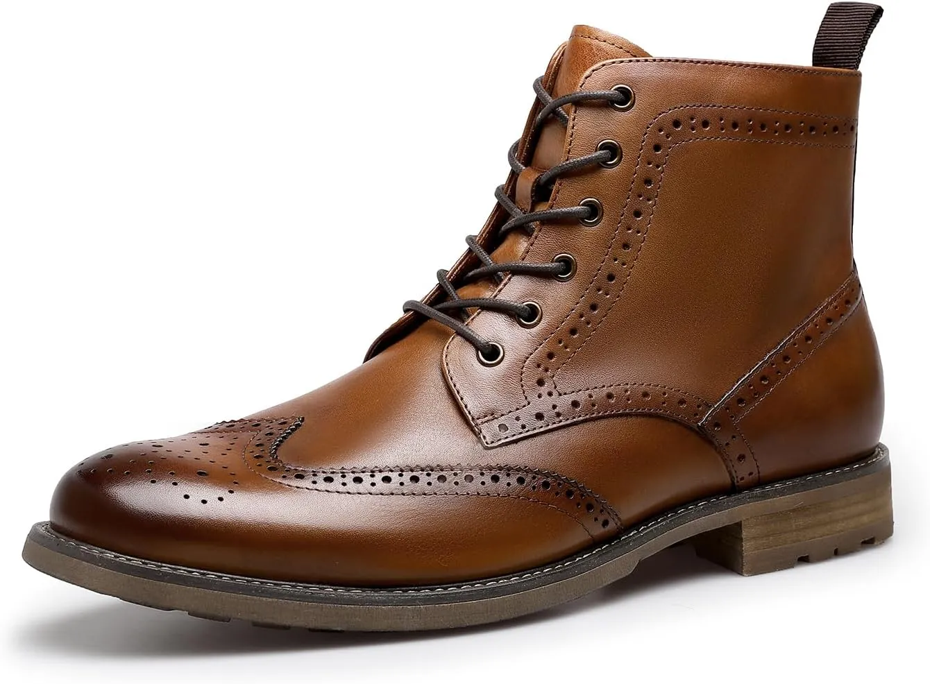 Men's Leather Boots with Brogue Design, Lace-Up Style, Composite Outsole
