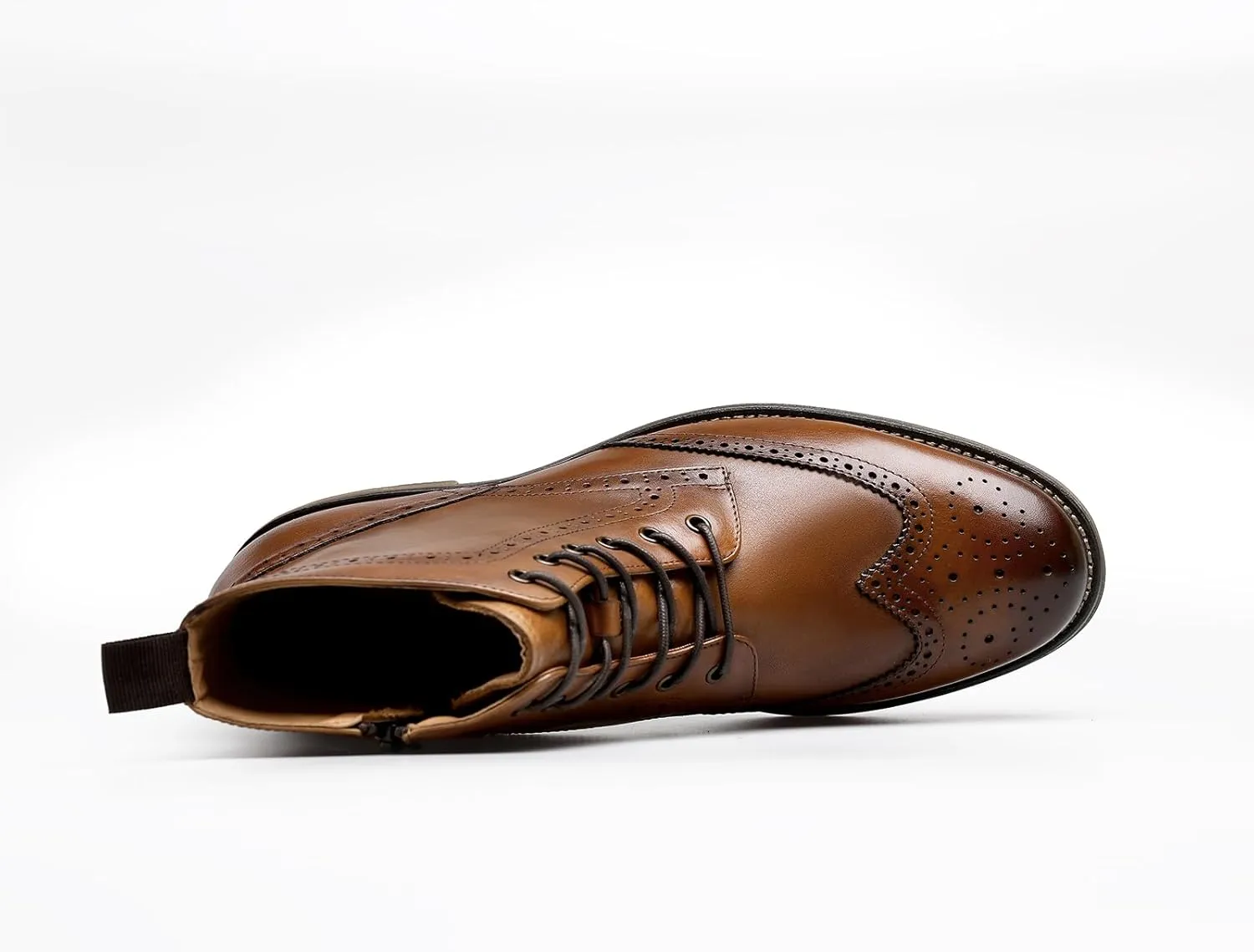 Men's Leather Boots with Brogue Design, Lace-Up Style, Composite Outsole