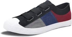 Men’s Low Top Canvas Walking Shoes,Slip on Casual Fashion Sneakers Retro Colorblock Casual Shoes