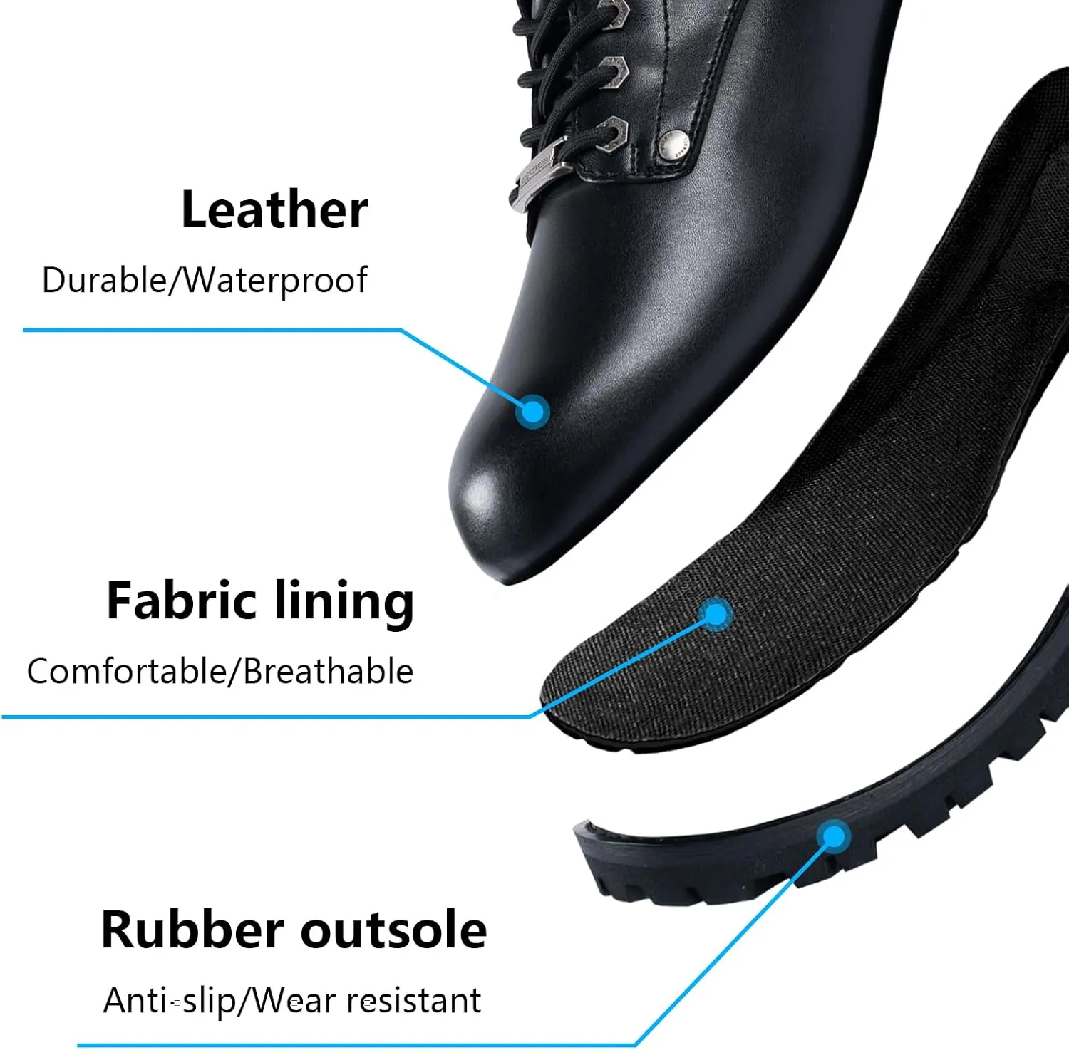 Men's Motorcycle Boot For Riding PU Leather Combat Boots For Men Waterproof Biker Boots with Lace-Up Side Zipper