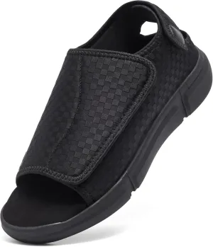 Men's Open toe Diabetic Sandals Wide Width Adjustable Straps Arch Support Lightweight & Breathable Mesh for Comfort and Pain Relief