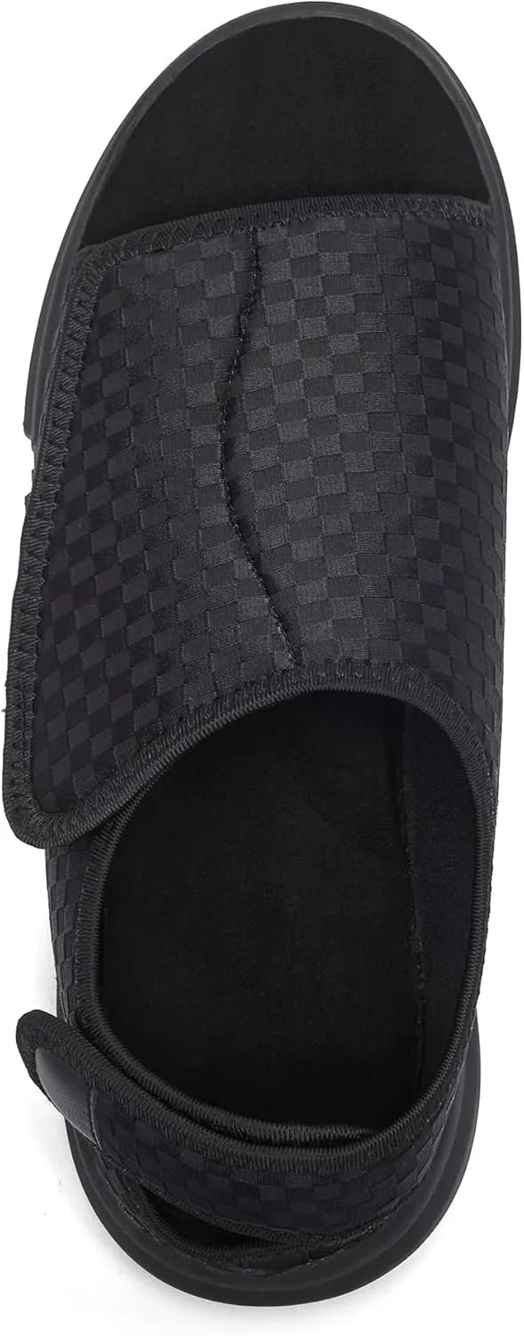 Men's Open toe Diabetic Sandals Wide Width Adjustable Straps Arch Support Lightweight & Breathable Mesh for Comfort and Pain Relief