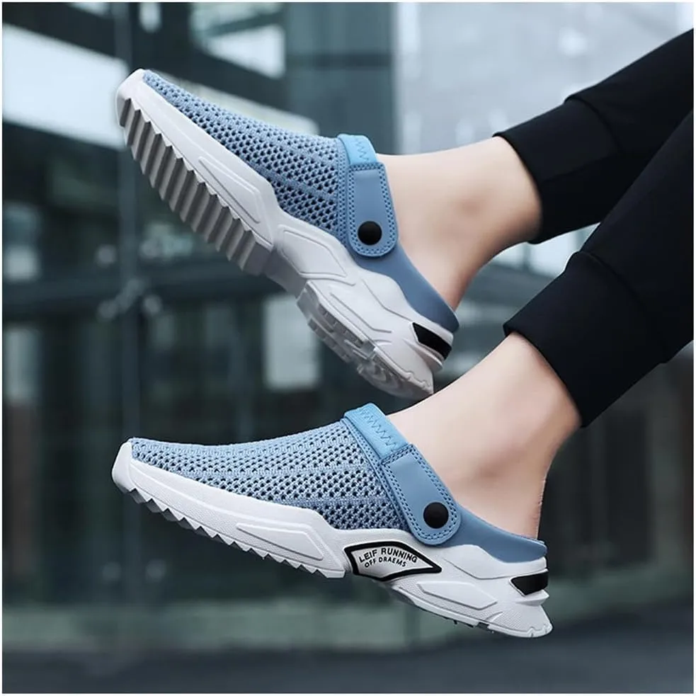 Men's Orthopedic Hollow-Out Summer Sandals,Breathable Knitted Mesh,Thick Sole Slip-On Knitted Clogs,with Arch Support