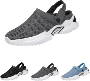 Men's Orthopedic Hollow-Out Summer Sandals,Breathable Knitted Mesh,Thick Sole Slip-On Knitted Clogs,with Arch Support