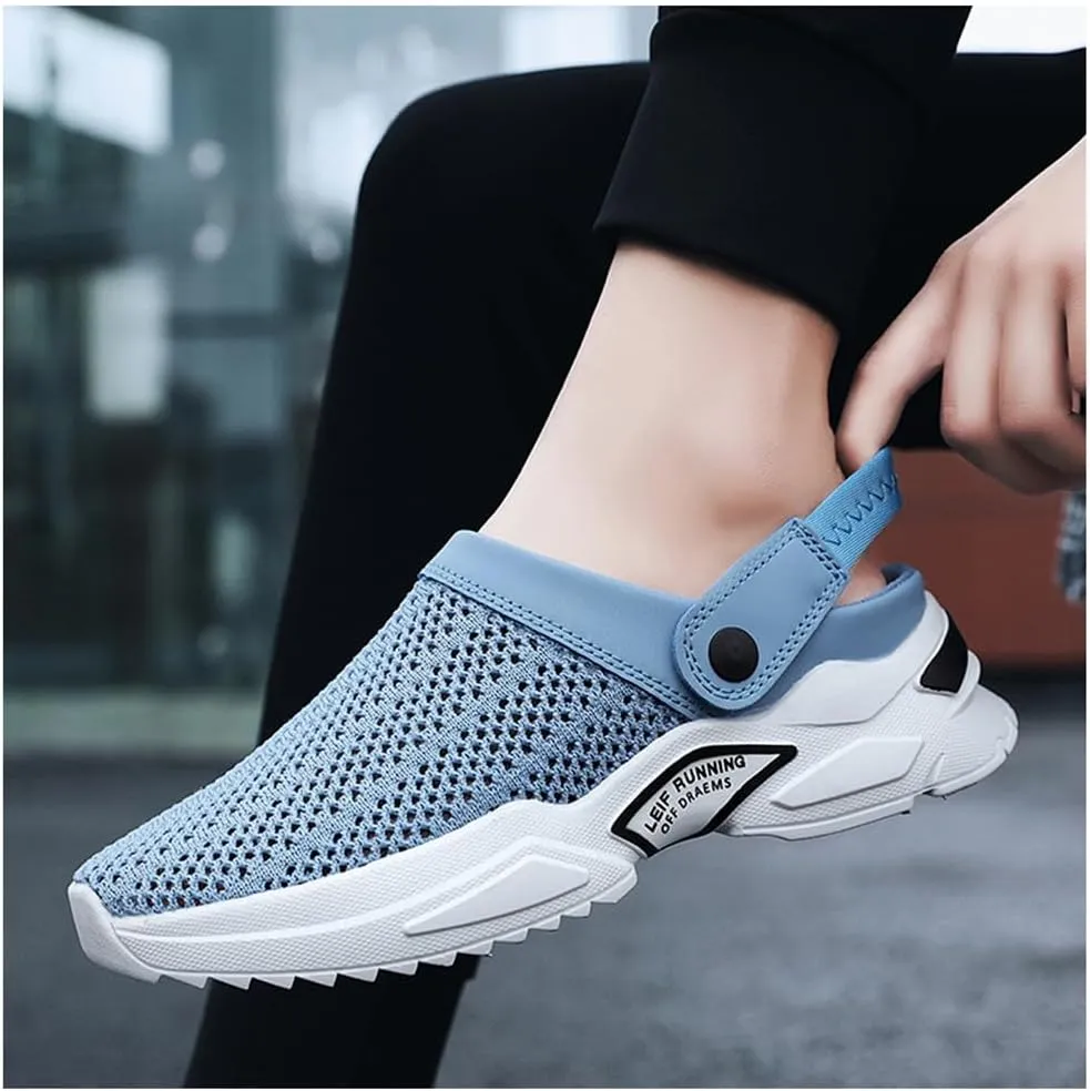 Men's Orthopedic Hollow-Out Summer Sandals,Breathable Knitted Mesh,Thick Sole Slip-On Knitted Clogs,with Arch Support