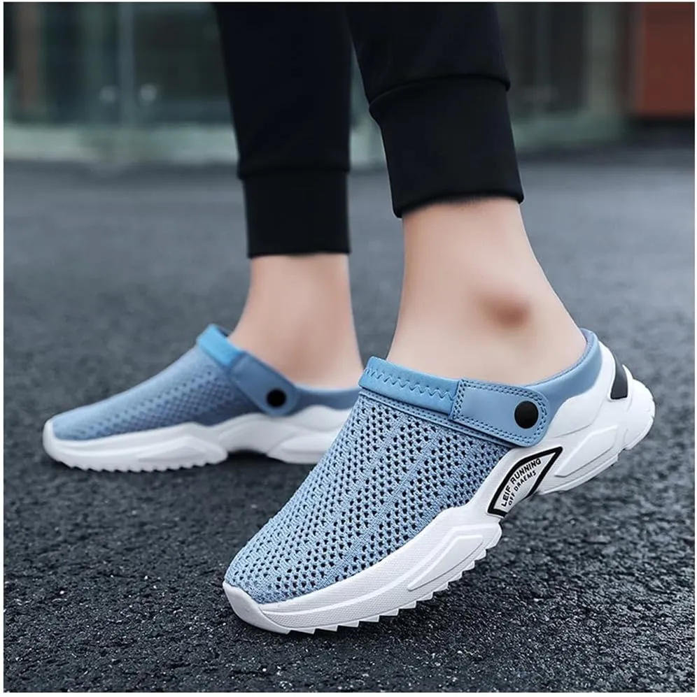 Men's Orthopedic Hollow-Out Summer Sandals,Breathable Knitted Mesh,Thick Sole Slip-On Knitted Clogs,with Arch Support
