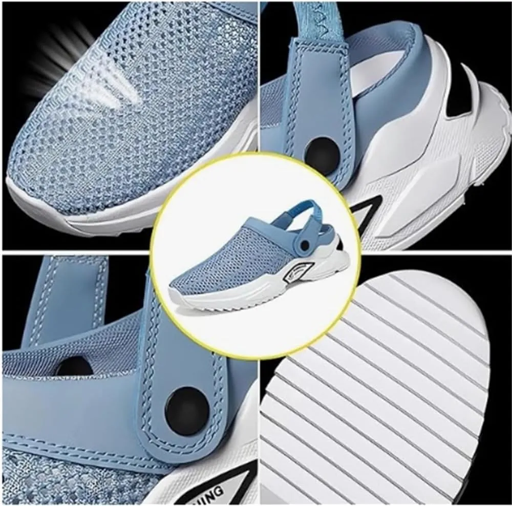 Men's Orthopedic Hollow-Out Summer Sandals,Breathable Knitted Mesh,Thick Sole Slip-On Knitted Clogs,with Arch Support
