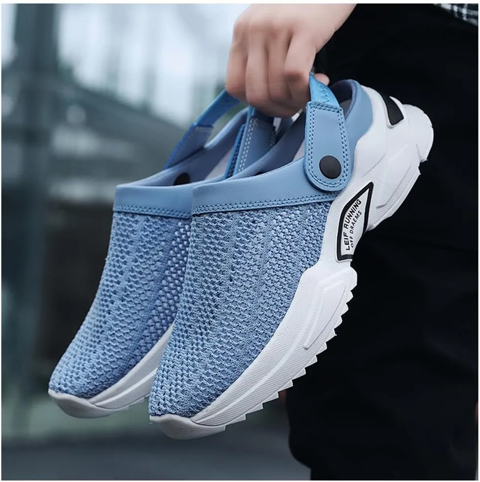 Men's Orthopedic Hollow-Out Summer Sandals,Breathable Knitted Mesh,Thick Sole Slip-On Knitted Clogs,with Arch Support