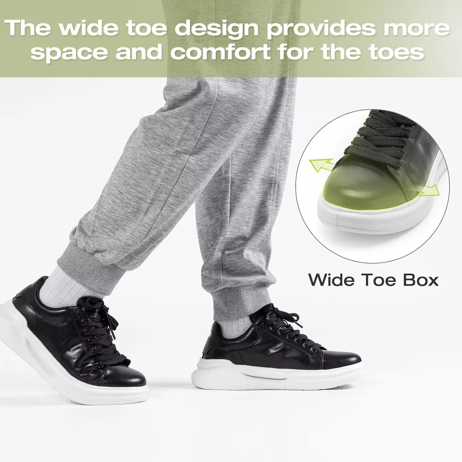 Men's Orthopedic Leather Dress Fashion Sneakers: Comfortable Arch Support Leather Oxfords for Plantar Fasciitis, Orthotic Flat Feet Casual Walking Shoes for Foot and Heel Pain Relief
