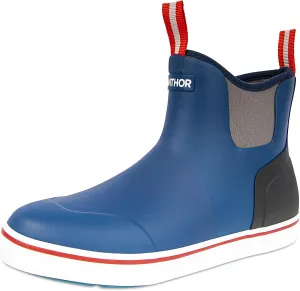 Men's Rain Boots, Waterproof Rubber Deck Boots, Anti Slip 3mm Neoprene Fishing Ankle Shoes for Outdoor Fishing, Boating （Size 7-14）