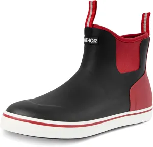 Men's Rain Boots, Waterproof Rubber Deck Boots, Anti Slip 3mm Neoprene Fishing Ankle Shoes for Outdoor Fishing, Boating （Size 7-14）