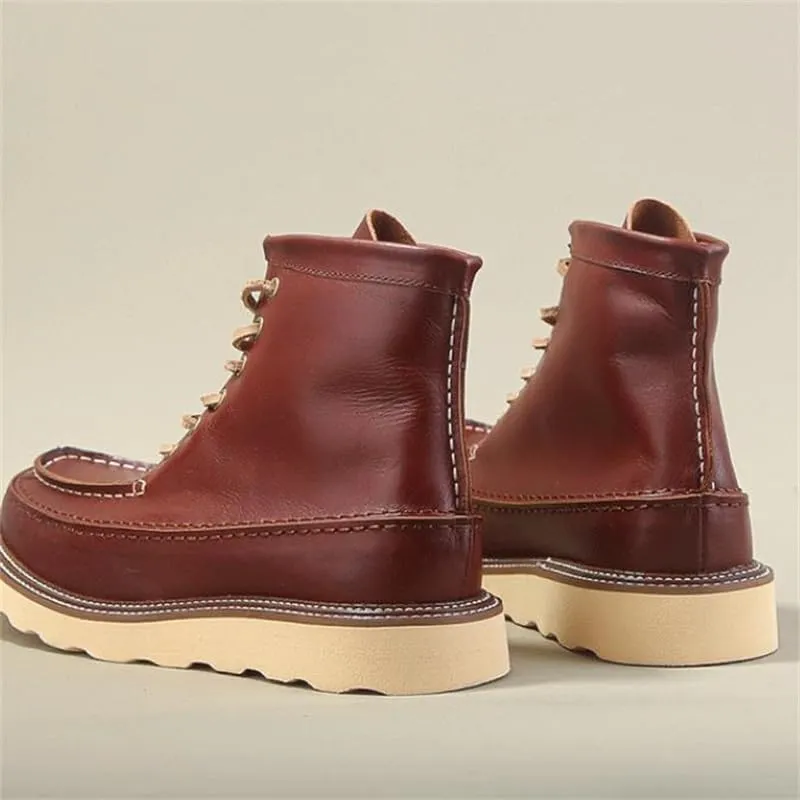 Men's Retro Lace-up Casual High-top Stitching Car Stitching Design Workwear Boots Height-enhancing Breathable Waterproof Suitable for Business Offices