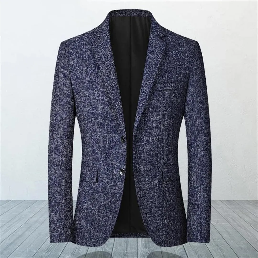 Men’S Single Breasted Notched Collar Long Sleeve Regular Length Business Casual Blazer