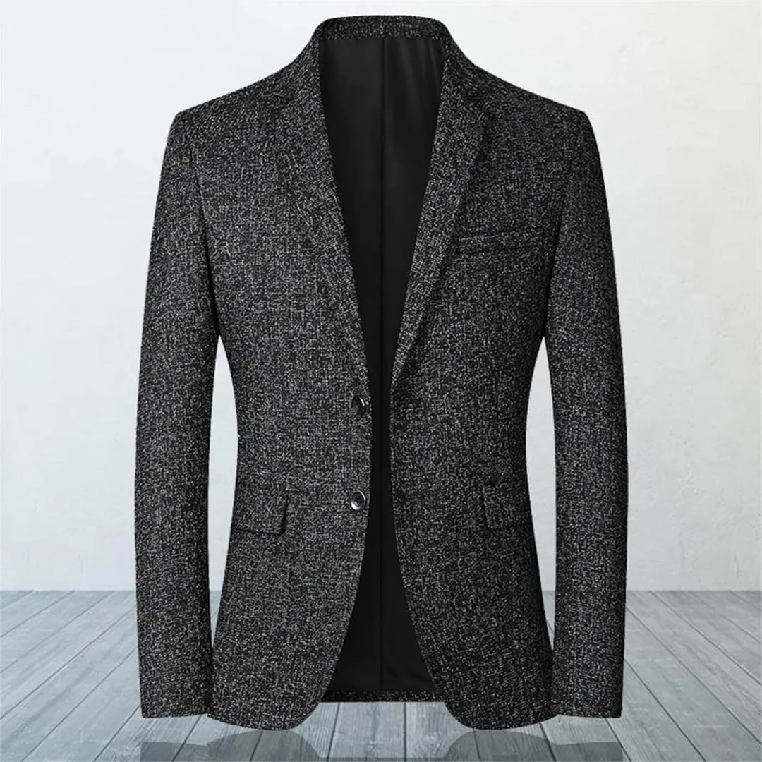 Men’S Single Breasted Notched Collar Long Sleeve Regular Length Business Casual Blazer