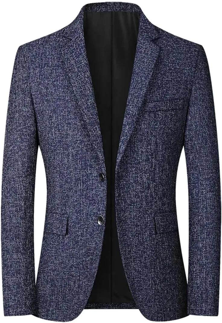 Men’S Single Breasted Notched Collar Long Sleeve Regular Length Business Casual Blazer