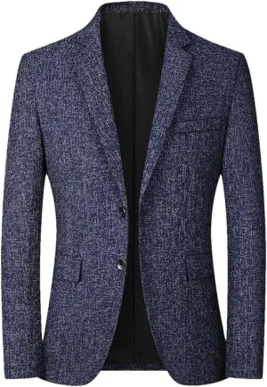 Men’S Single Breasted Notched Collar Long Sleeve Regular Length Business Casual Blazer