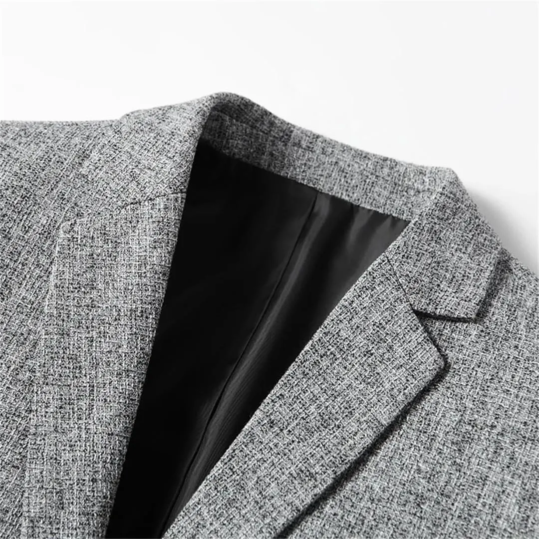 Men’S Single Breasted Notched Collar Long Sleeve Regular Length Business Casual Blazer
