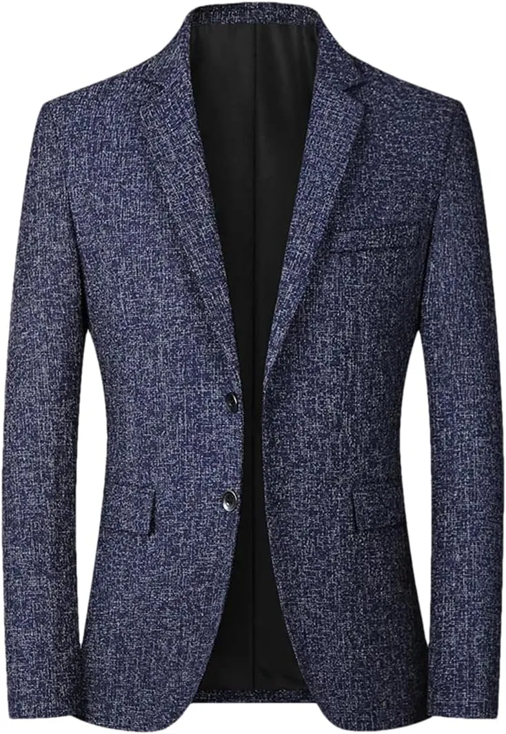 Men’S Single Breasted Notched Collar Long Sleeve Regular Length Business Casual Blazer