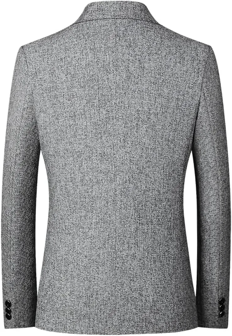 Men’S Single Breasted Notched Collar Long Sleeve Regular Length Business Casual Blazer