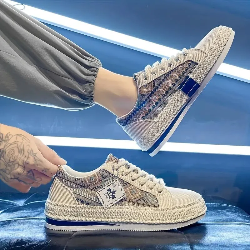 Men's Skateboard Shoes, Comfy Non Slip Breathable Rubber Sole Up Sneakers for Outdoor Activities