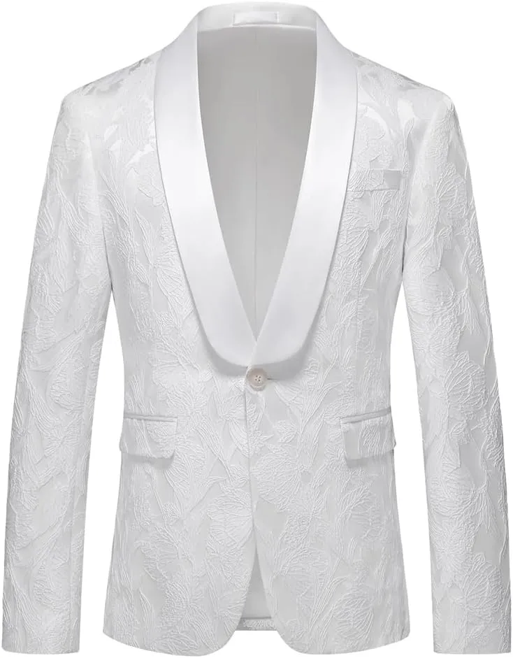Men’S Slim Fit Banquet Suit Jacket with Single Breasted Closure Long Sleeve Casual Blazer for Dance