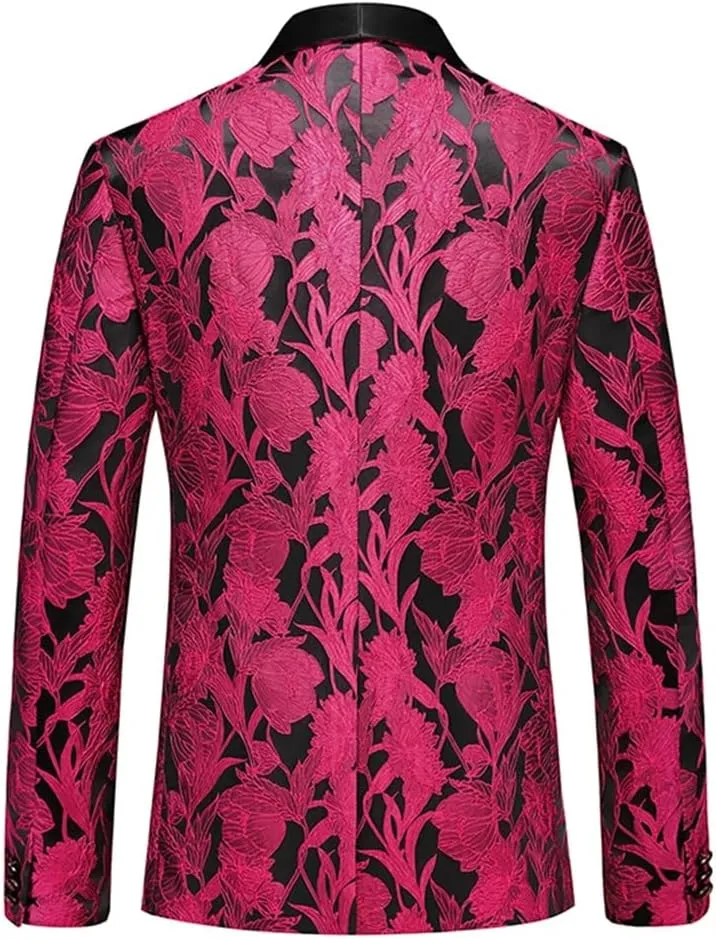 Men’S Slim Fit Banquet Suit Jacket with Single Breasted Closure Long Sleeve Casual Blazer for Dance