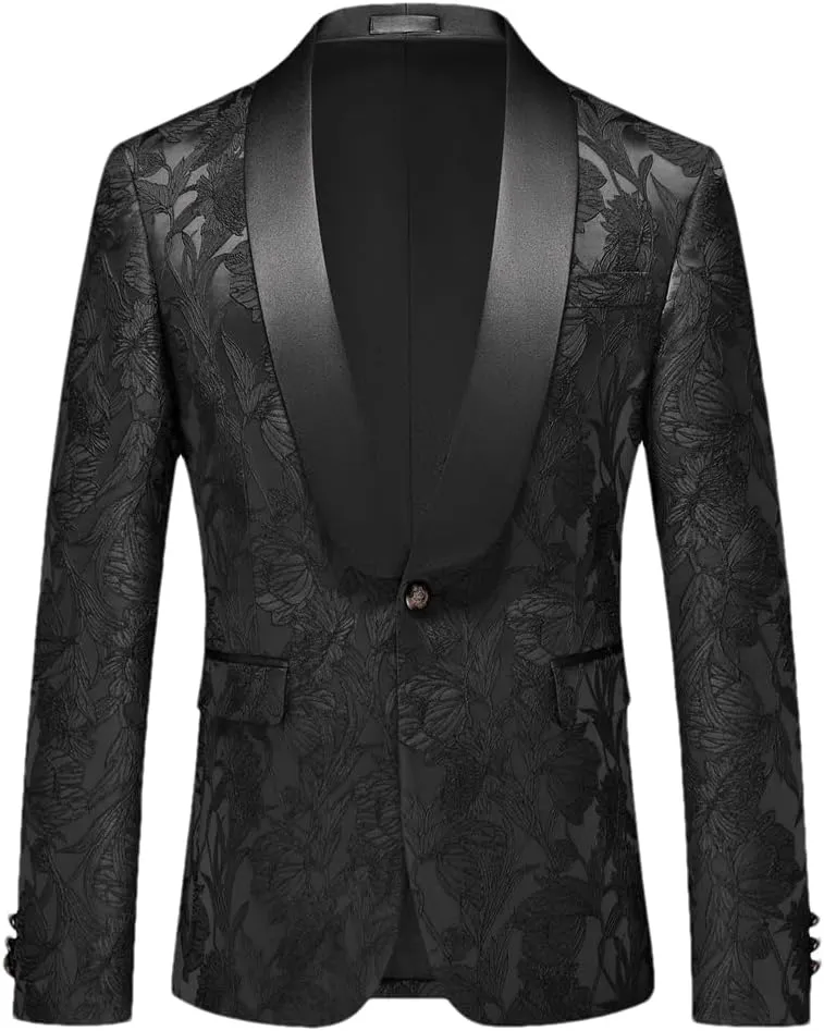 Men’S Slim Fit Banquet Suit Jacket with Single Breasted Closure Long Sleeve Casual Blazer for Dance
