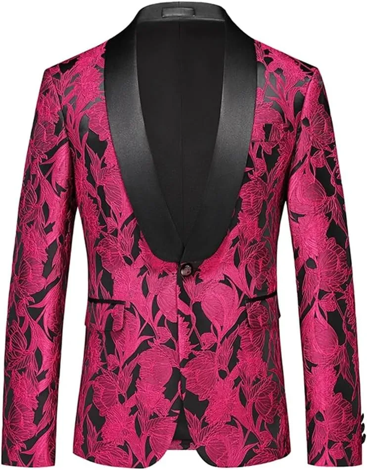 Men’S Slim Fit Banquet Suit Jacket with Single Breasted Closure Long Sleeve Casual Blazer for Dance
