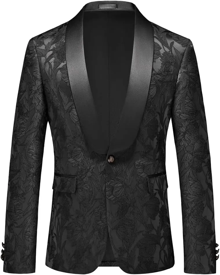 Men’S Slim Fit Banquet Suit Jacket with Single Breasted Closure Long Sleeve Casual Blazer for Dance