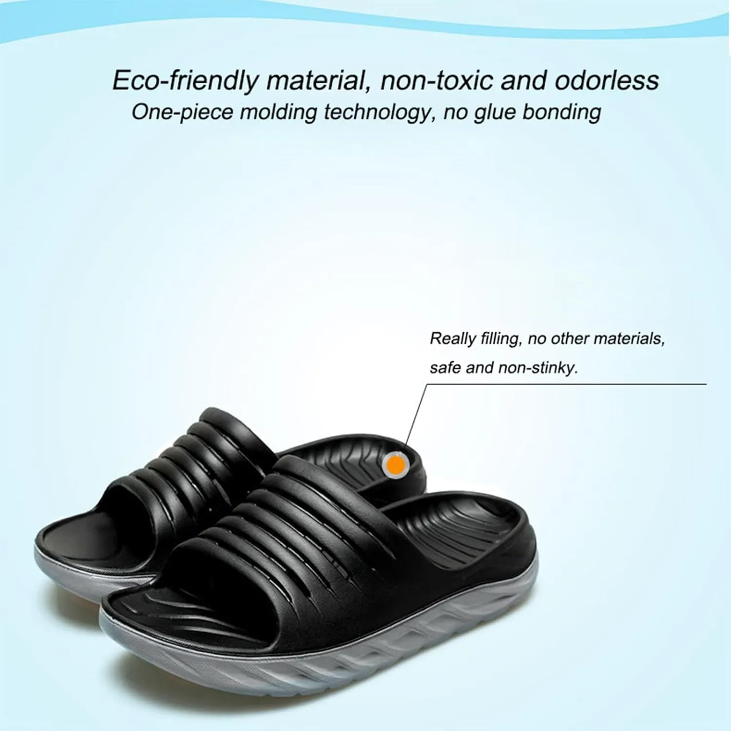 Mens Sport Recovery Sandals Plantar Fasciitis Thick Cushion Slides Sandals Lightweight Comfort Orthotic Slippers