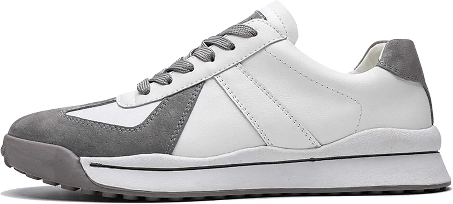Men's Sports Casual Shoes Comfortable Cowhide Sneakers Soft Sole Lightweight Walking Outdoor Shoes Urban Style Business Casual Office Shoes