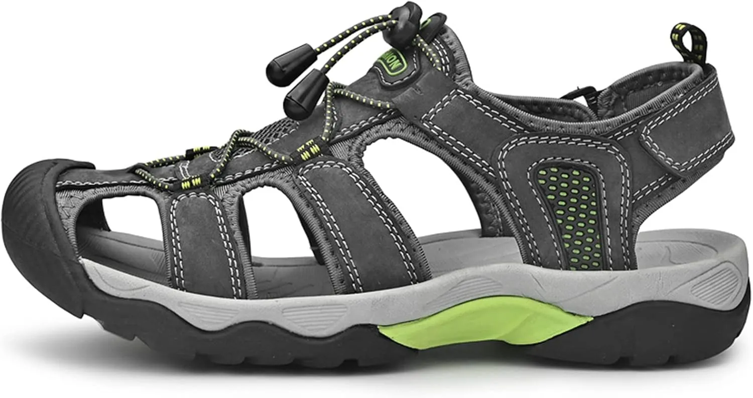 Men's sports sandals Outdoor hiking sandals Closed toe leather sports beach casual sandals Water shoes