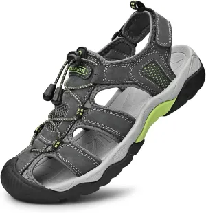 Men's sports sandals Outdoor hiking sandals Closed toe leather sports beach casual sandals Water shoes