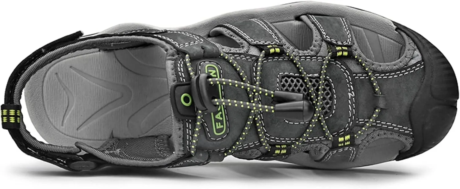 Men's sports sandals Outdoor hiking sandals Closed toe leather sports beach casual sandals Water shoes