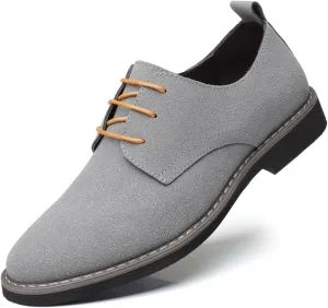 Mens Suede Leather Classic Lace Up Oxford Shoes Lightweight Retro Casual Flats Loafers for Daily Walking Business Dreby Shoes